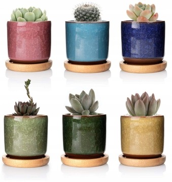 DONICZKI NA SUKULENTY CERAMICZNE MINI MAŁE KOMPLET