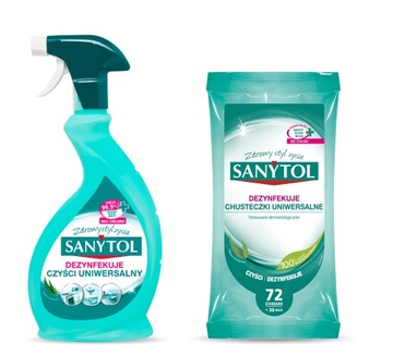 SANYTOL ZESTAW UNIWERSALNY SPRAY 500ml+ CHUSTECZKI