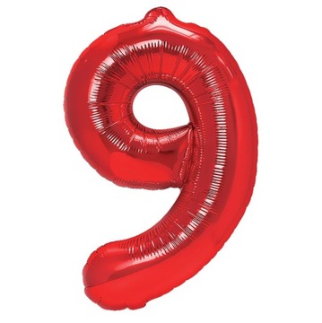 Balon Foliowy Cyfra Cyferka 9 Czerwona 100 cm