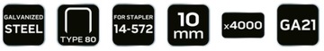 СКОБЫ НЕО 10мм GA21 Тип 80 (380) 4000шт 14-612