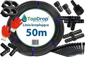 LINIA KROPLUJĄCA NAWADNIAJĄCA DO TUNELU 50m + ZŁĄCZKI SZPILKI AKCESORIA