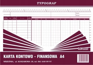 Karta kontowo-finansowa Typograf 02020 A4 80kartek