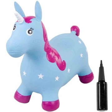 Skoczek gumowy dla dzieci JEDNOROŻEC 60 cm niebies