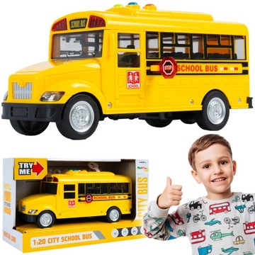AUTOBUS SZKOLNY INTERAKTYWNY DLA DZIECI DŹWIĘK ŚWIATŁO OTWIERANE DRZWI