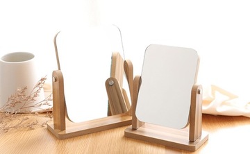 Деревянное зеркало Портативное зеркало для макияжа на 360 градусов 17см х 22см