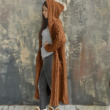 Coat Cardigan Loose Solid Women Sweater Hooded Sol