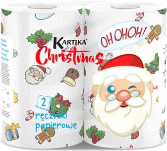 РОЖДЕСТВЕНСКОЕ БУМАЖНОЕ ПОЛОТЕНЦЕ КАРТИКА РОЖДЕСТВЕНСКОЕ 2 ШТ. САНТА МОРОЗ