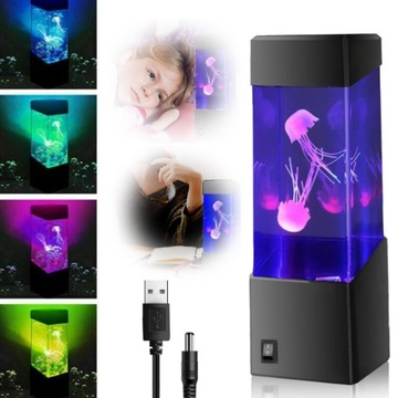 LAMPA LAWOWA MEDUZA, ZASILANA PRZEZ USB ZE ZMIENIAJĄCYM KOLOR ŚWIATŁEM