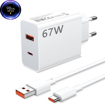 67 W 6 A Mi TURBO CHARGER 2 PORTY SZYBKA ŁADOWARKA + 1 M KABEL USB-C