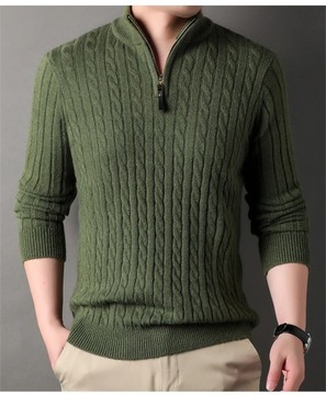 2023 Winter Men's Quarter Zip Sweater Slim Fit Cas