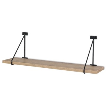 KOMPLET PÓŁKA WISZĄCA ŚCIENNA DĄB ZŁOTY 70CM PLUS DWA WSPORNIKI CZARNE LOFT