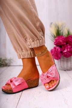 СТИЛЬНЫЕ ЖЕНСКИЕ ПРОБКОВЫЕ ШЛЕПАНКИ С БАНТОМ