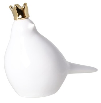 PTAK PTASZEK BIAŁY W KORONIE FIGURKA 16 CM