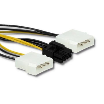 Qoltec Kabel Adapter zasilający 2x MOLEX żeński/PCI-E 8pin męski 15cm
