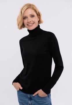 DAMSKI GOLF GŁADKI WISKOZA BASIC CZARNY VOLCANO S-JULI L