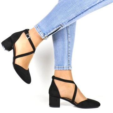 iShoes ЖЕНСКИЕ ТУФЛИ НА НИЗКОМ КАБЛУКЕ С ЗАКРЫТОЙ лодыжкой, ЧЕРНЫЕ