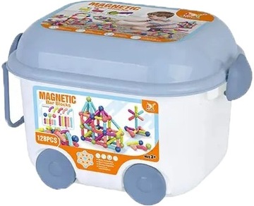 БОЛЬШИЕ МАГНИТНЫЕ КОНСТРУКЦИОННЫЕ БЛОКИ XXL 128 штук + супер КОРОБКА + КОЛЕСА