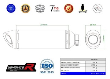 Tracer 9 / GT 2021 - 2024 Титановый глушитель выхлопной системы HP8 EX DOMINATOR