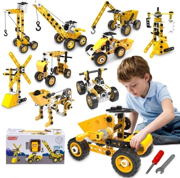 KLOCKI KONSTRUKCYJNE ROBOTY MASZYNY POJAZDY BUDOWLANE MEGA ZESTAW 8W1