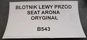 BLATNÍK LEVÝ PŘEDNÍ SEAT ARONA 6F9 ORIGINÁLNÍ