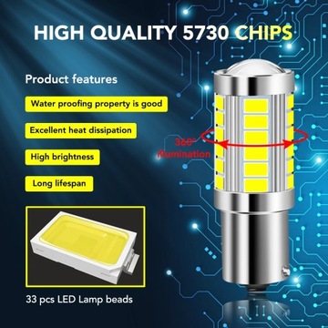 1pcs BA15S P21W 1156 Car LED Reverse Light Bulb For VW Passat B5 B6 Golf 4