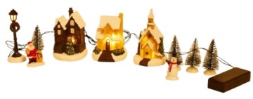 РОЖДЕСТВЕНСКАЯ НИЧКА, СВЕТОДИОДНАЯ ДЕРЕВНЯ, 10 ЭЛЕМЕНТОВ, РОЖДЕСТВЕНСКИЕ ЕЛКИ, ДОМИКИ, ЛАМПЫ, ПЕЧЕНЬЕ