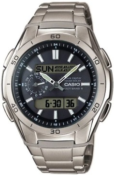 ZEGAREK MĘSKI CASIO WVA-M650TD-1A TYTANOWY SOLARNY STEROWANY RADIOWO +BOX