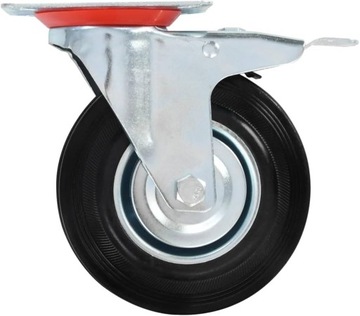 КОЛЕСО ПОВОРОТНОЕ РЕЗИНОВОЕ РУЛЕВОЕ МЕТАЛЛ КОЛЕСО 125ММ С ТОРМОЗОМ 2 ШТ.