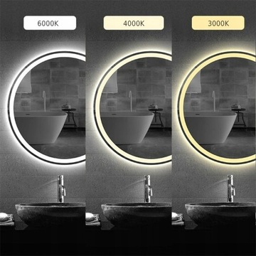 КРУГЛОЕ ПОДВЕСНОЕ ЗЕРКАЛО ДЛЯ ВАННОЙ, СО СВЕТОДИОДНОЙ ПОДСВЕТКОЙ, ПОДВЕСКА 70 СМ