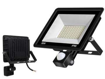 Lampa Halogen Zewnętrzny na Garaż 50W IP65 +Czujka