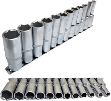 YATO - NASADKI DŁUGIE 12 SZTUK NA LISTWIE 1/2'' ZESTAW NASADEK 8-22MM