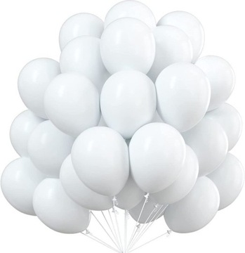 Balony Białe Komunia Ślub Wesele Urodziny 50szt