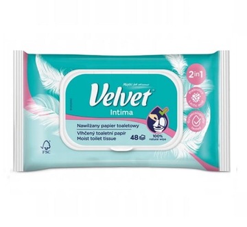 Velvet Nawilżany papier toaletowy Intima 48szt