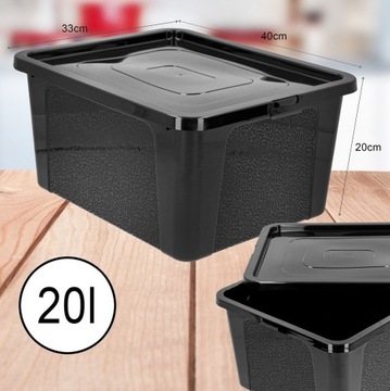 Пластиковый ящик-органайзер, 20л, черный, большой, для игрушек