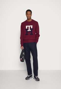 Sweter bordo z logo Tommy Hilfiger L