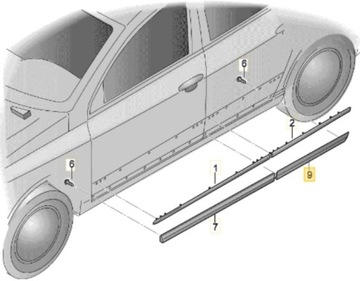 LIŠTA SPODNÍ DVEŘE ZADNÍCH LEVÝCH VW PASSAT B6