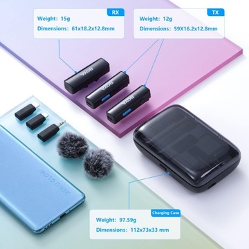 BOYALINK Беспроводной петличный микрофон для iPhone Android, камера, видеоблог