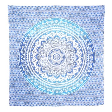 KOC DO ĆWIECZEŃ JOGI MATA 150x150cm PAREO FOUTA MANDALA NATURALNA BAWEŁNA