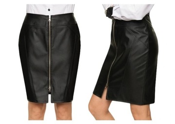 SPÓDNICA EKO SKÓRA DŁUGI SUWAK CZARNA r.38