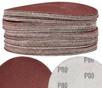 PAPIER ŚCIERNY KRĄŻEK NA RZEP 125 P80 X50 KRĄŻEK ŚCIERNY SAMOPRZYLEPNY LSP
