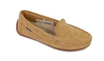 ZAMSZOWE BEŻOWE MOKASYNY PROFILOWANA WKŁADKA 37