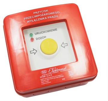 Przycisk przeciw pożarowy PPWP-1Z czerwony 2 LED