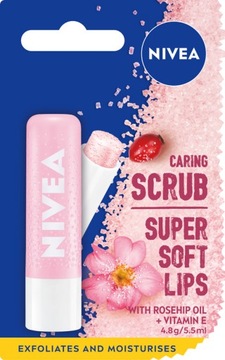 Pielęgnujący peeling do ust NIVEA Dzika Róża wit E