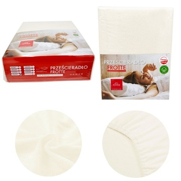 Prześcieradło z Gumką Frotte Beżowe ECRU PREMIUM 140x200cm Bawełniane