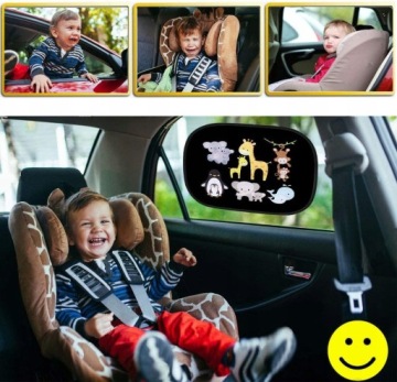 АВТОМОБИЛЬНЫЕ СОЛНЦЕЗАЩИТНЫЕ КОЗЫРЕКИ, ЧЕРНЫЕ, С УЗОРОМ ИЗ МУЛЬТФИЛЬНЫХ ЖИВОТНЫХ