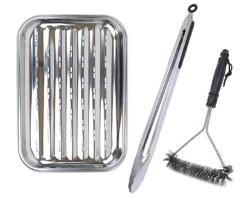 Szczypce 45cm + Wielorazowa Tacka + Szczotka Grill