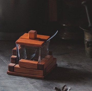 Cukierniczka drewniano-szklana 250ml. NOWOŚĆ HIT!!