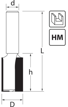 ПРЯМАЯ ФРЕЗА HM ДЛЯ ДЕРЕВА d:8 D:10 h:19 ММ