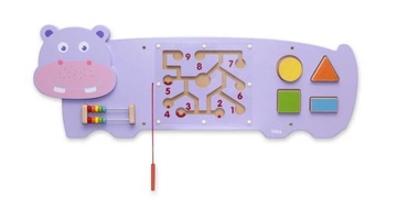 PANEL ŚCIENNY TABLICA MANIPULACYJNA SENSORYCZNA HIPOPOTAM 94 CM
