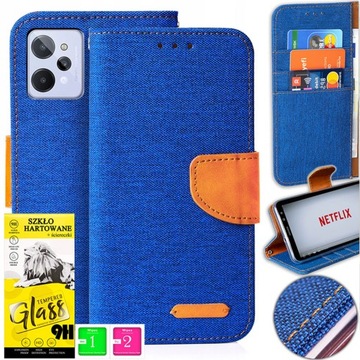 Etui Portfel Case STOJAK MAGNES KOLORY OBUDOWA + SZKŁO 9H do Realme C31
